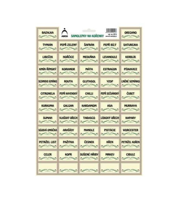 Samolepky na kořenky arch 24x34cm /57etiket /0912/