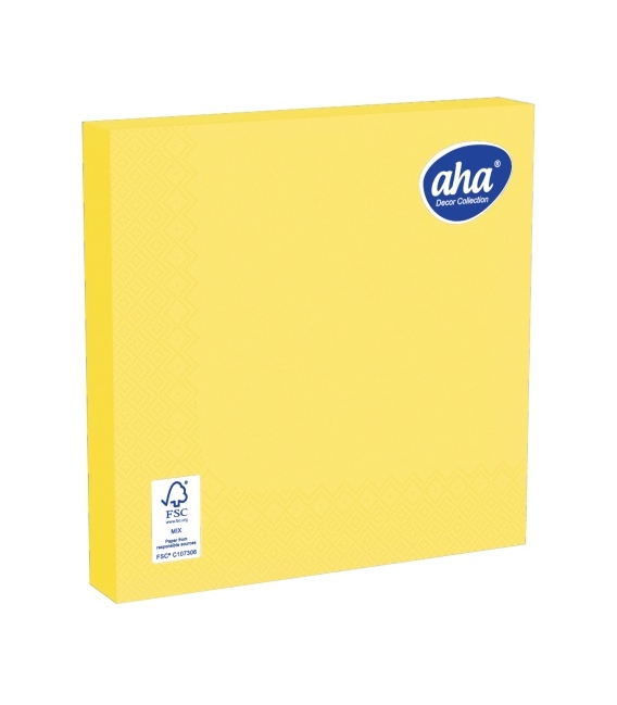 Ubrousky AHA 33x33/20ks 3vrstvé, žlutá /8/