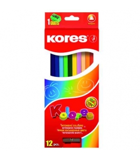 Pastelky Kores trojhranné 12 ks s ořezávátkem