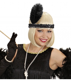 Maska karnevalová Čelenka Charleston flitr černá