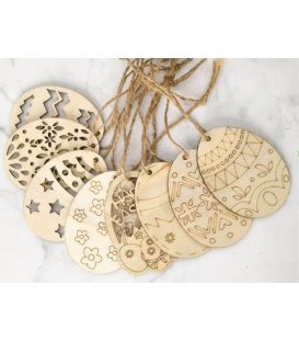 Dekorace Velikonoční vejce dřevěné 8cm sada 10ks