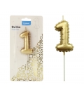 Svíčka dortová balónek zlatý - číslo "1"