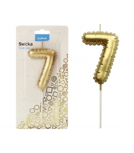Svíčka dortová balónek zlatý - číslo "7"