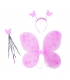 Maska karnevalová Motýlí křídla světle růžová s čelenkou a hůlkou