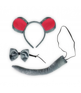 Maska karnevalová Myš s ocasem, čelenkou a motýlkem