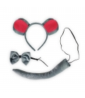 Maska karnevalová Myš s ocasem, čelenkou a motýlkem
