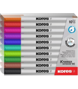 Značkovač KORES Whiteboard tenký sada 10 barev