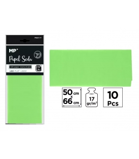 Papír balící hedvábný 50x60cm sada 10ks zelený světlý