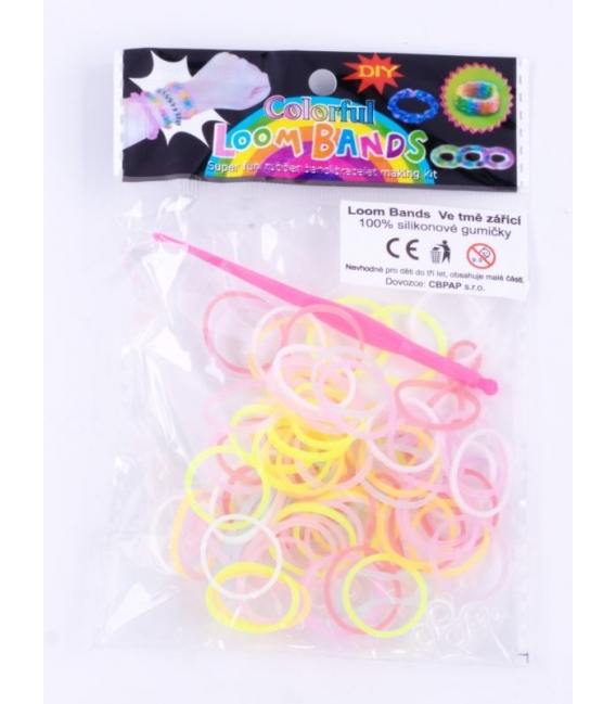 Gumičky zaplétací Loom Bands 100ks Svítíci ve tmě