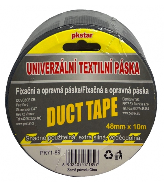 Páska lepící 48x10 duct tape černá,voděodolná