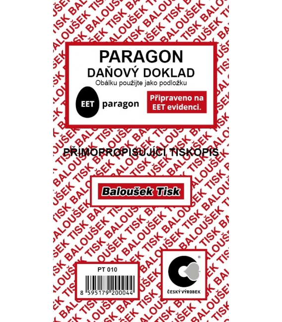 Paragon daňový doklad samopropis PT010