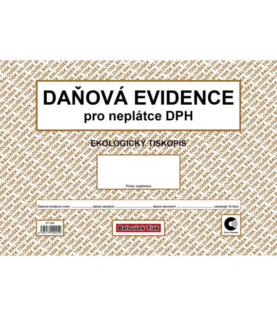 Peněžní deník pro neplátce DPH- Daňová evidence A4 ET328