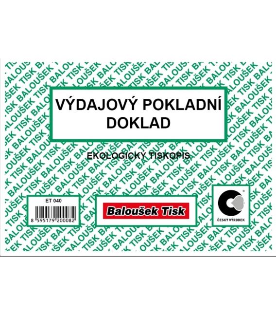 Výdajový pokladní doklad jednoduché účetnictví obyčejný ET040