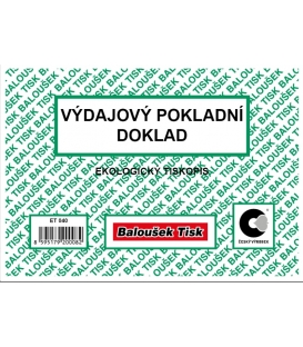 Výdajový pokladní doklad jednoduché účetnictví obyčejný ET040