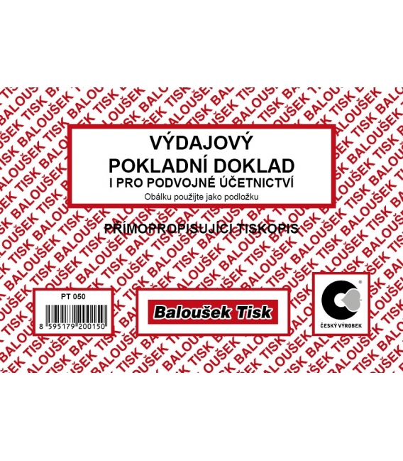 Výdajový pokladní doklad podvojné účetnictví samopropis PT050