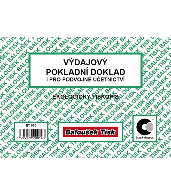 Výdajový pokladní doklad podvojné účetnictví obyčejný ET050