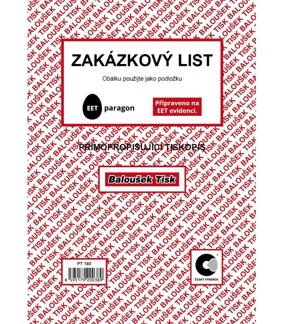 Zakázkový list A5 PT180