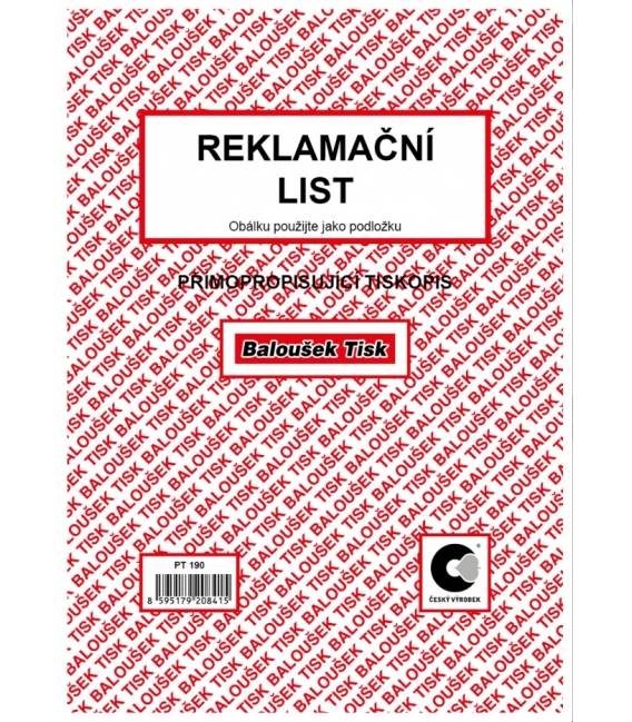 Reklamační list A5 PT190