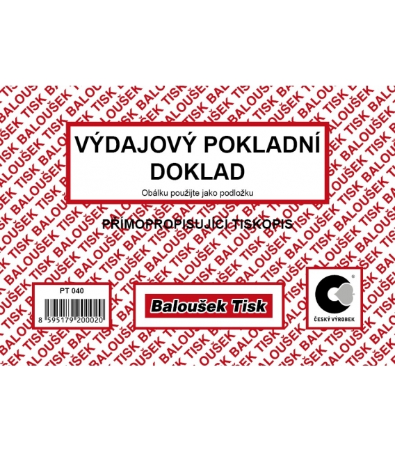Výdajový pokladní doklad jednoduché účetnictví samopropis PT040