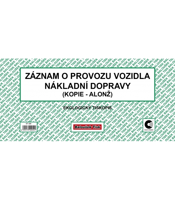Záznam o provozu vozidla nákladní dopravy 2/3 A4 obyčejný ET220