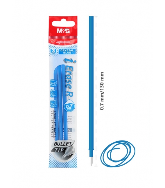 Náplň do rolleru MG i Erase 0,7mm modrá - sada 3 kusy