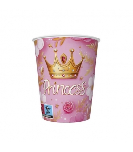 Kelímek papírový 250ml/ 8ks Pink princess Crown