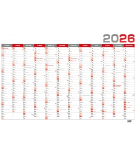 Nástěnný roční kalendář B1 červený 2026