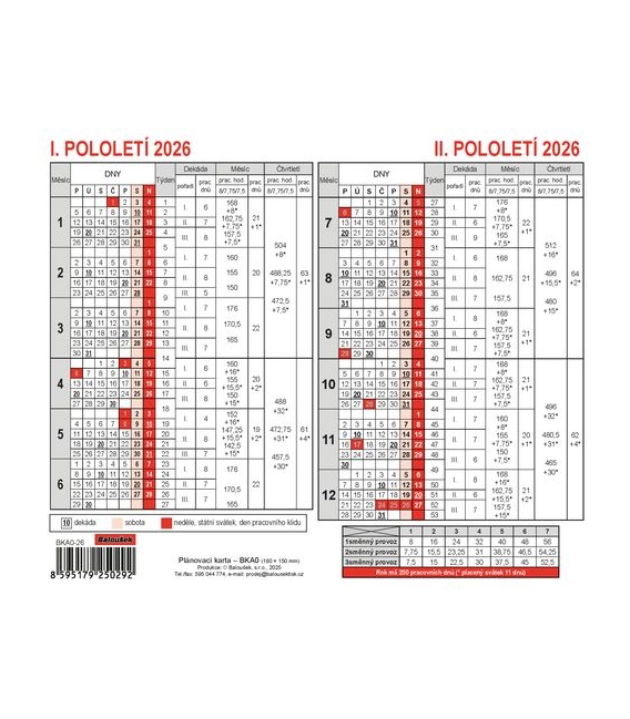 Kalendář stolní - Plánovací karta 2026