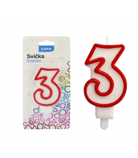 Svíčka dortová LUMA - číslo "3"