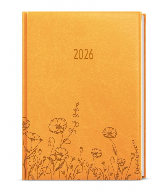 Záznamník týdenní Oskar vivella A5 okrový s ražbou Louka 2026