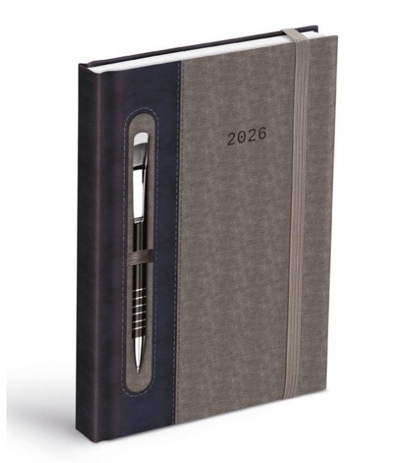Záznamník denní D801 PU dark blue/gray 2026