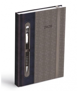 Záznamník denní D801 PU dark blue/gray 2026
