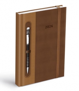 Záznamník denní D801 PU brown/dark brown 2026