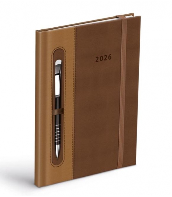 Záznamník týdenní T805 PU brown/dark brown 2026