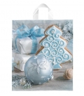 Taška igelitová Vánoce luxusní 40x46cm Baňka modrá