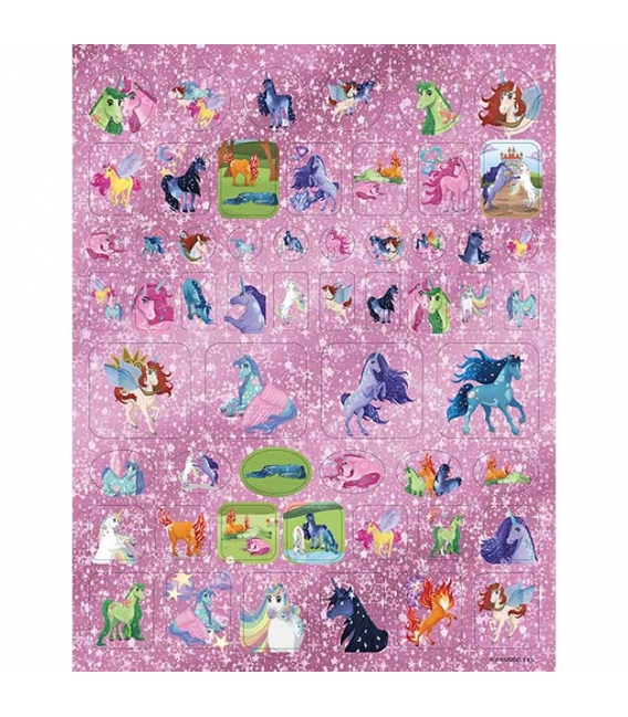 100 metalických samolepek s omalovánkovými listy Jednorožci