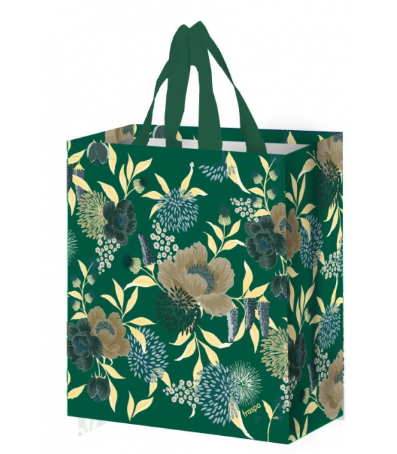 Taška lamino 14 litrů Květy zelená