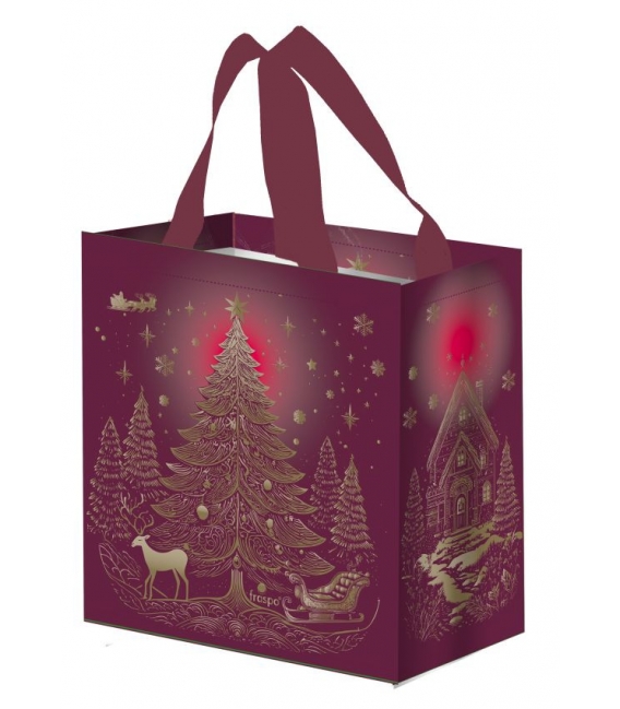 Taška lamino 10 litrů vánoční Strom bordó