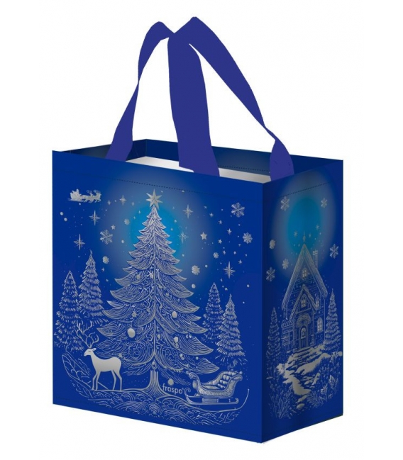 Taška lamino 10 litrů vánoční Strom modrá