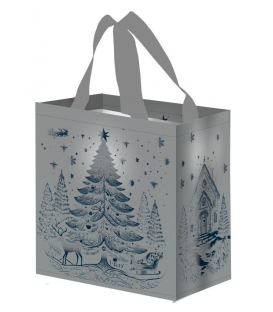 Taška lamino 10 litrů vánoční Strom stříbrná