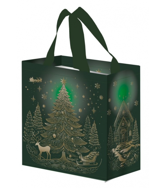 Taška lamino 10 litrů vánoční Strom zelená