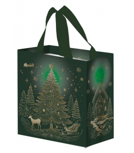 Taška lamino 10 litrů vánoční Strom zelená