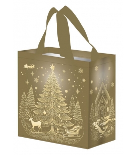 Taška lamino 10 litrů vánoční Strom zlatá