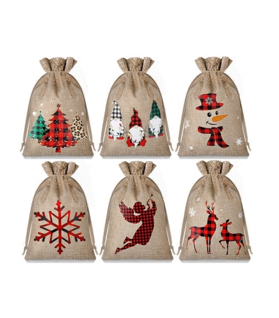 Sáček jutový 13x18cm Vánoční