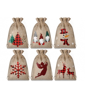 Sáček jutový 13x18cm Vánoční