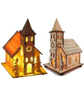 Dekorace Vánoční Kostelík s LED světlem