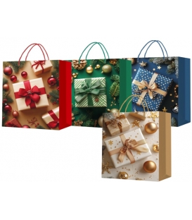 Taška dárková Vánoční kraft L 25,5x33x12,5cm