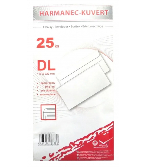 Obálka poštovní DL/25 samolepicí