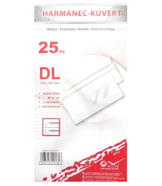 Obálka poštovní DL/25 samolepicí s okénkem