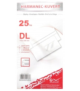 Obálka poštovní DL/25 samolepicí s okénkem